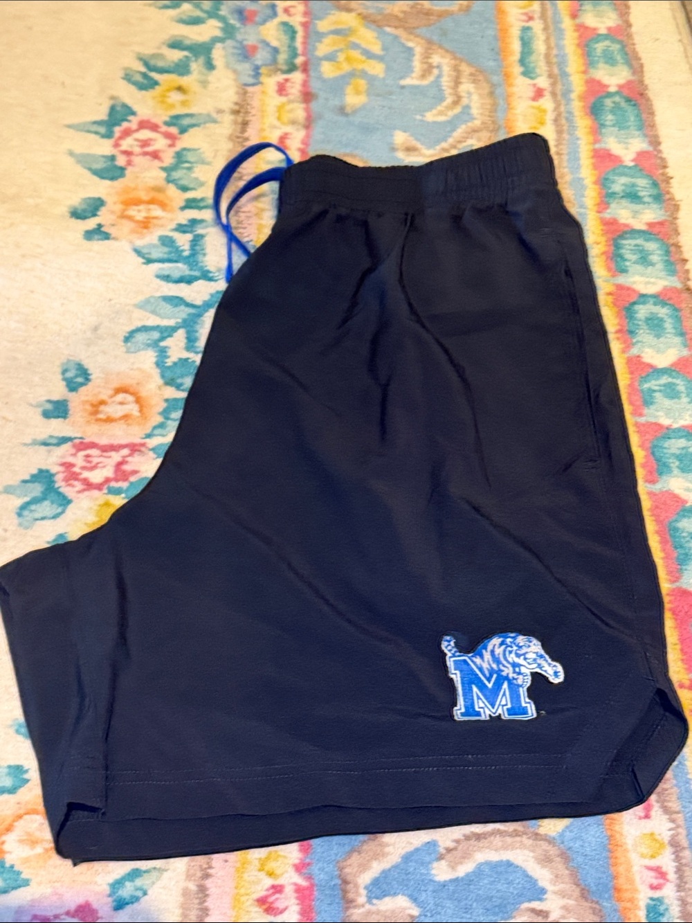 Black University of Memphis Athletic Shorts with Blue/White Logo - Large